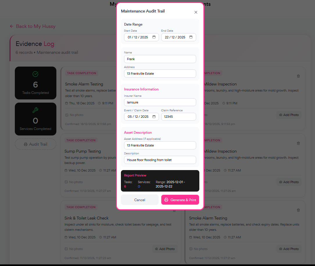 Build maintenance history
